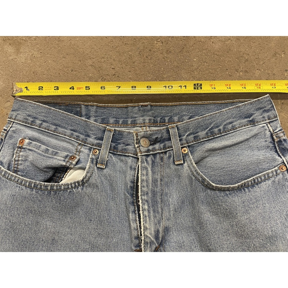 Levis 550 Jeans Mens 34x34 Light Wash Blue Relaxed Tapered Zip Fly Distressed - Picture 14 of 16